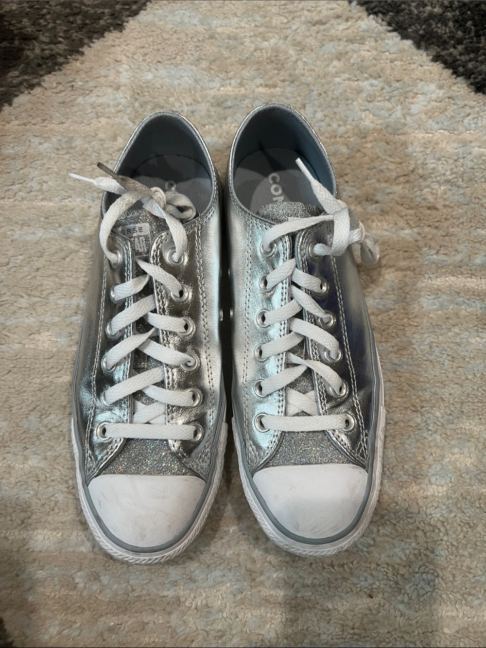 Converse Metallic Silver Low Top Sneakers